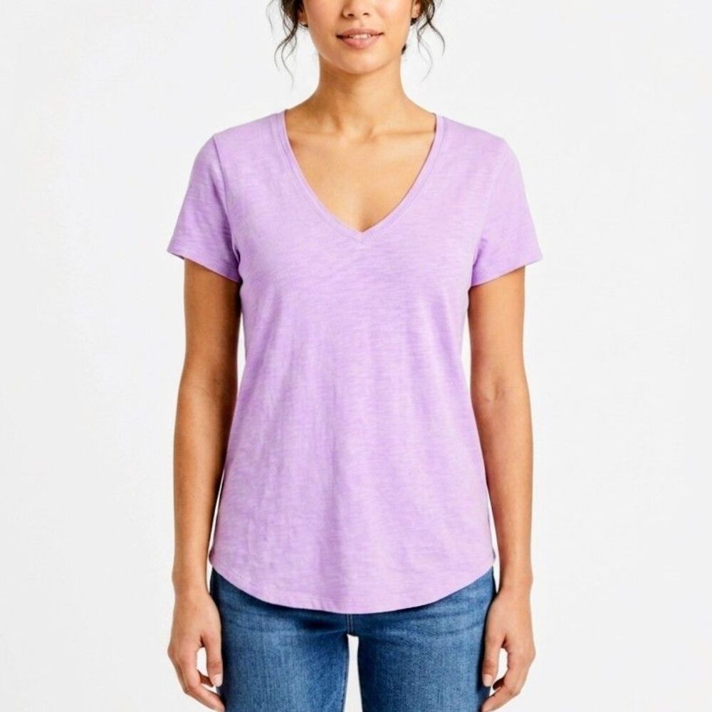 LILLY PULITZER TShirt V-Neck Short Sleeves Purple Lavender 100% Cotton Women XS